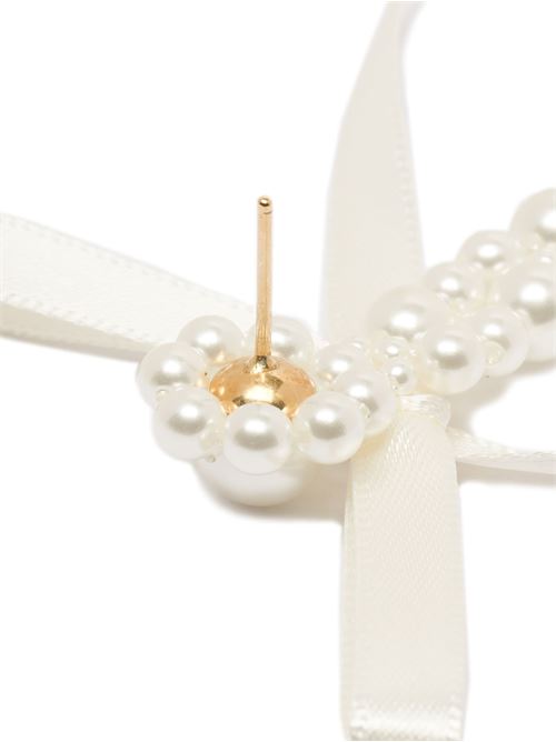 White drop design bow earrings Simone Rocha | ERG4100904PEARL/IVORY